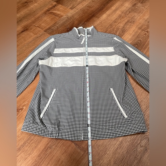 Talbots women's sport jacket windbreaker gingham striped MEDIUM athleisure zipup - Picture 12 of 15